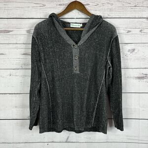 Lulu B Sweater Womens XL Gray Neutral Costal Basic Preppy Knit Hooded